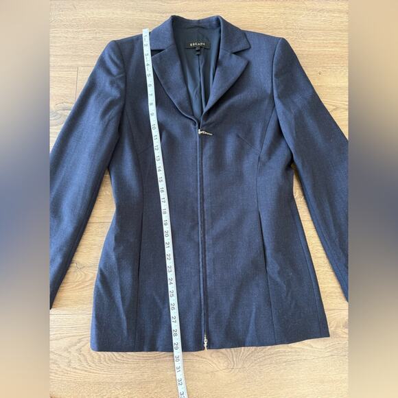 Escada Navy Wool Double Zipper Blazer Size Small (36 EU) - Picture 12 of 13